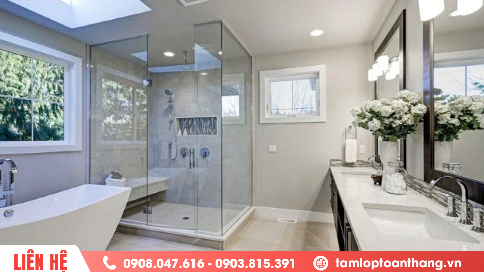 Tấm poly đặc 2mm trong suốt làm vách ngăn phòng tắm 