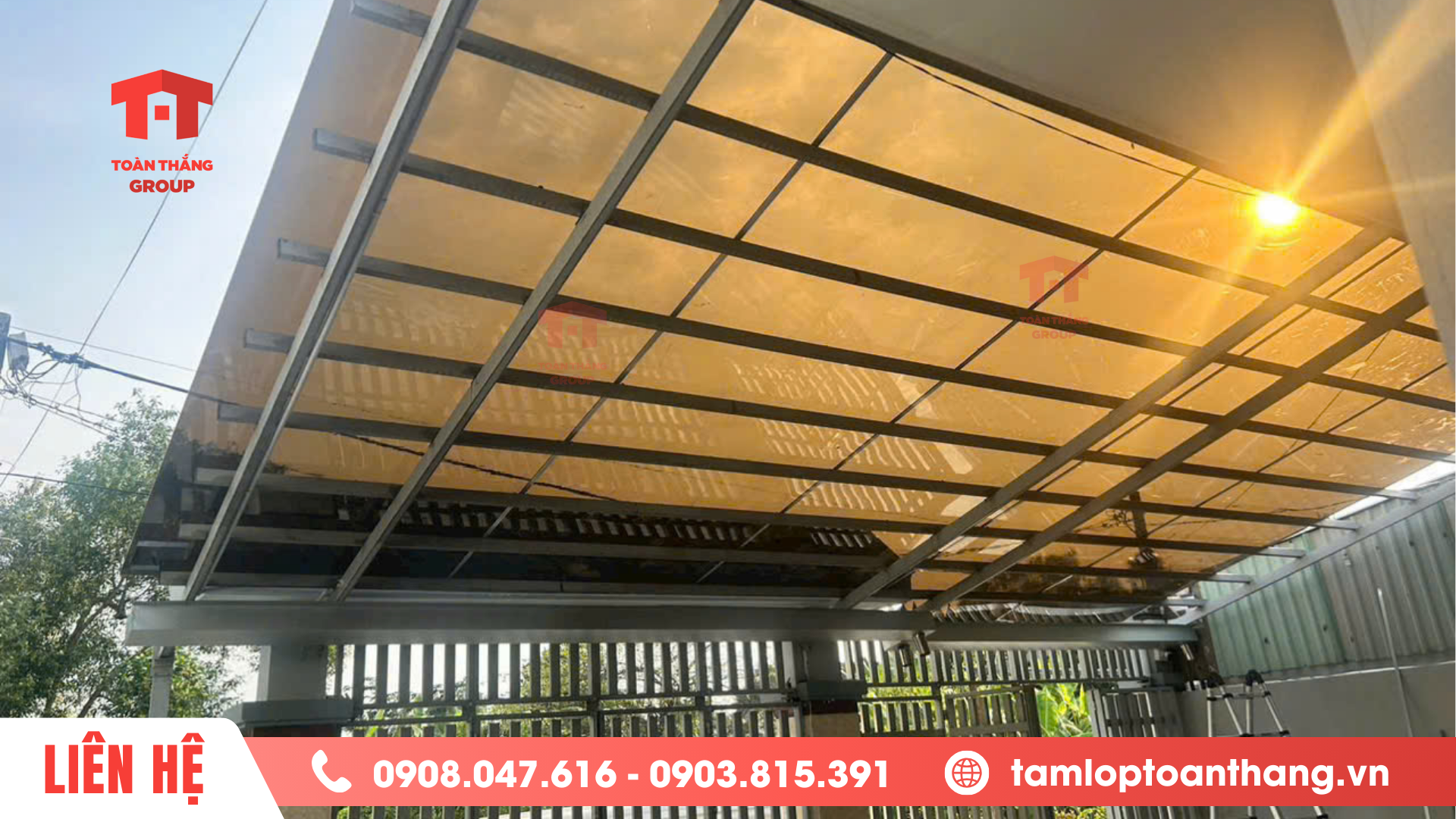 Mái che poly Solar Light lấy sáng tự nhiên, thẩm mỹ cao