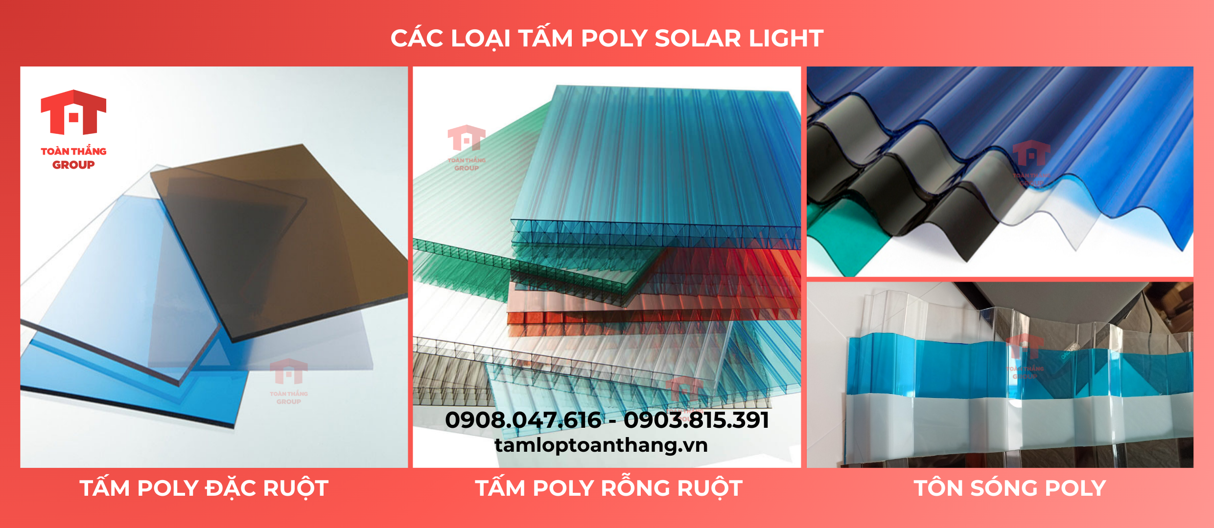 Các dòng tấm lợp lấy sáng poly solar light phổ biến 