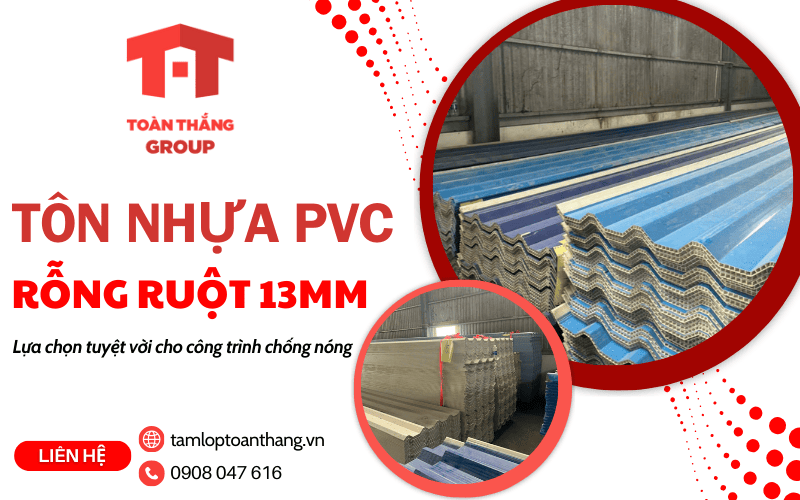 tôn nhựa PVC rỗng ruột 13mm
