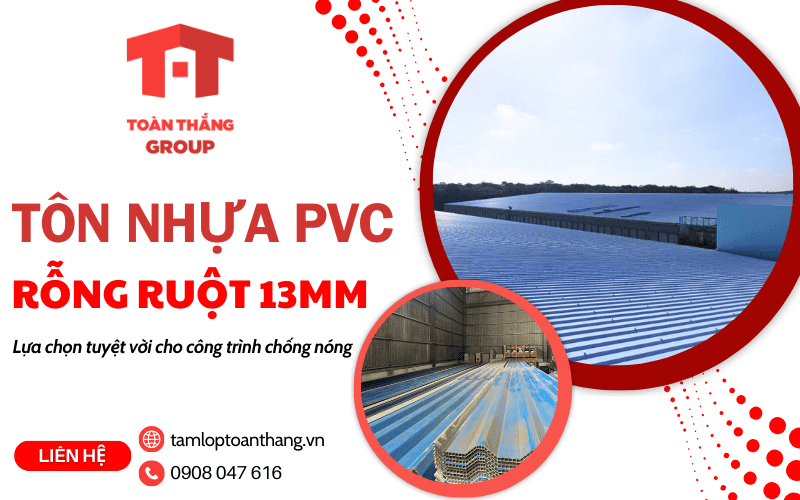 tôn nhựa PVC rỗng ruột 13mm